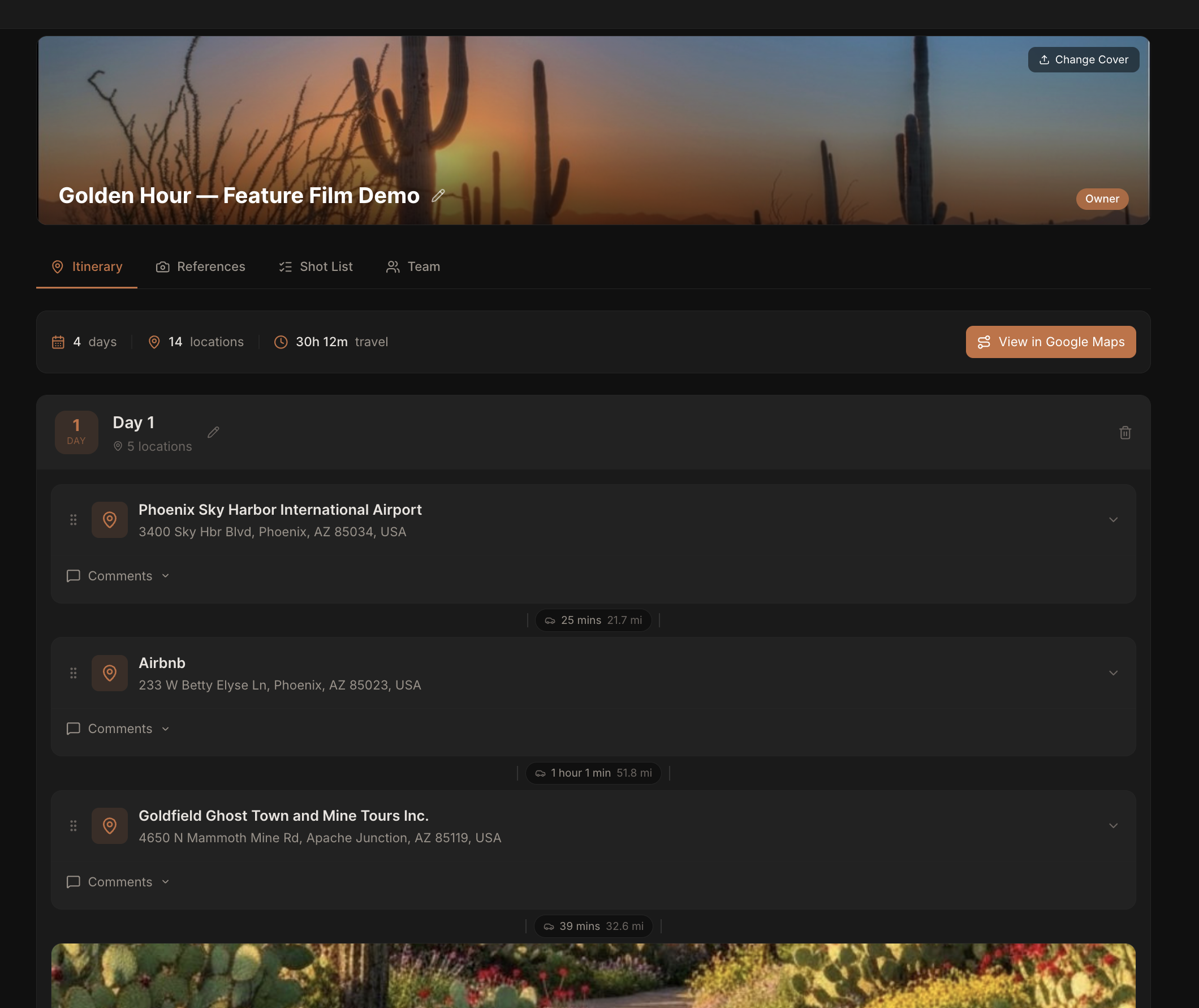 ShootPlaner — full project view